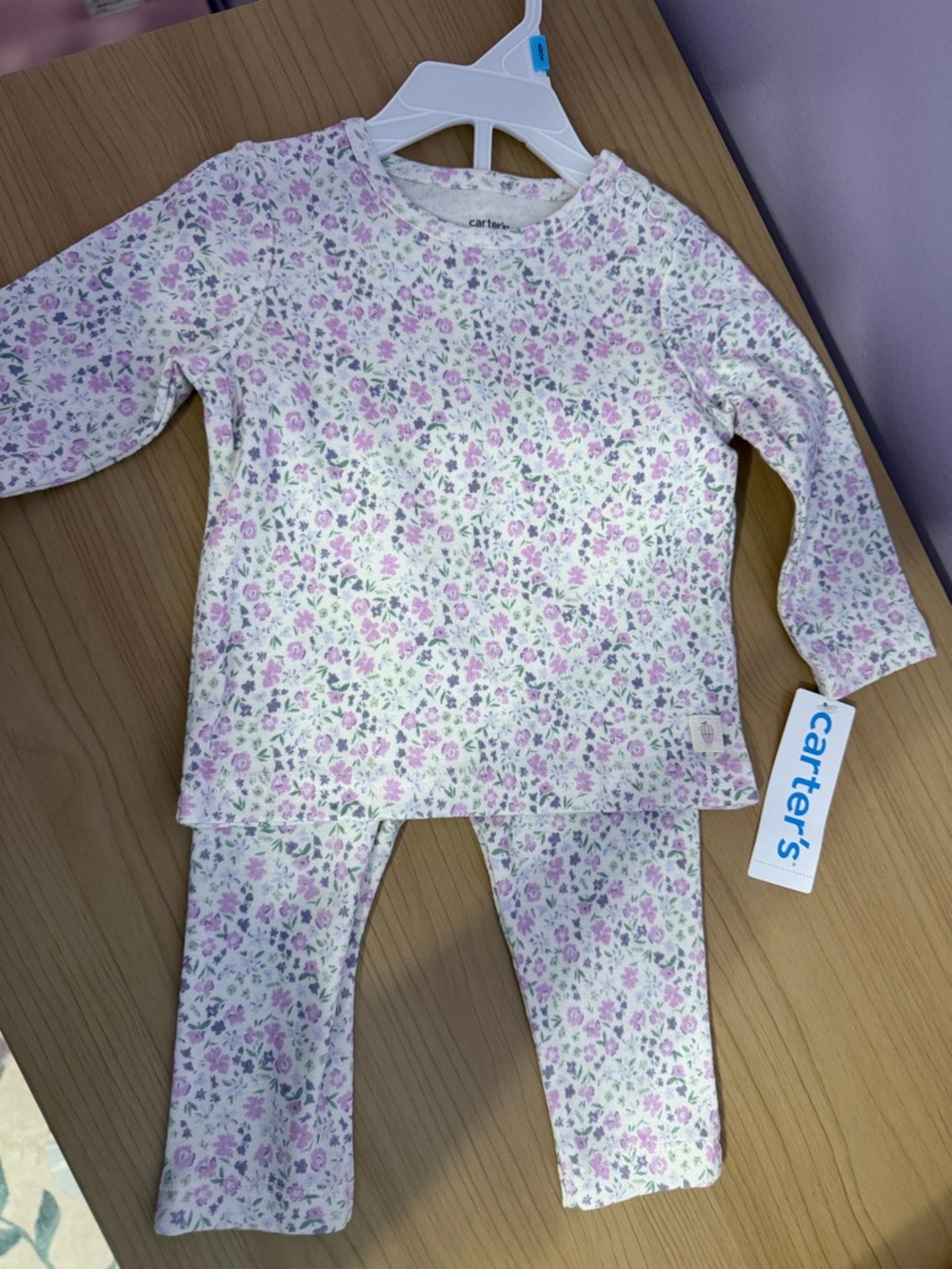 Carter's White and Pink Floral Long-Sleeve Pajama Set